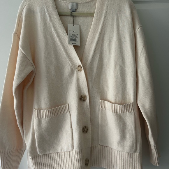 a new day Sweaters - Target Cream V-Neck Button Cardigan with Patch Pockets